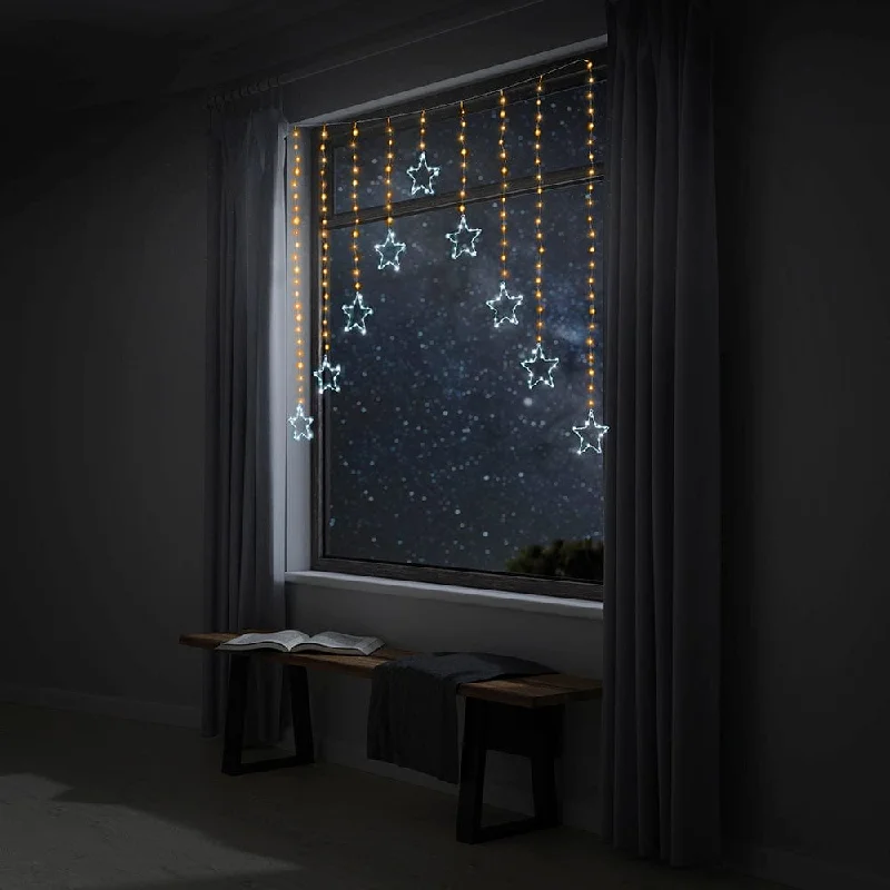 Christmas Fireside Hot Drinks LED Wire Star Curtain Warm Strands/Cool Stars