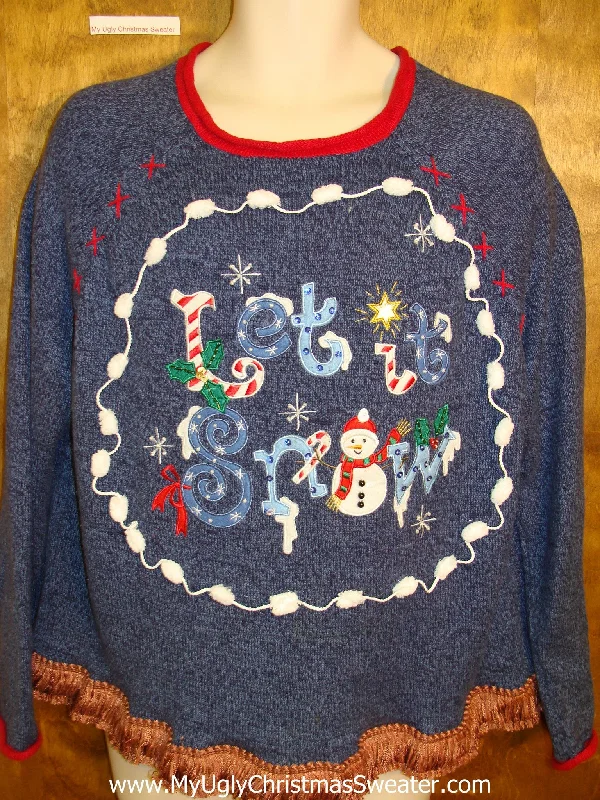 Christmas Wreath LET IT SNOW Ugly Christmas Sweater Pullover