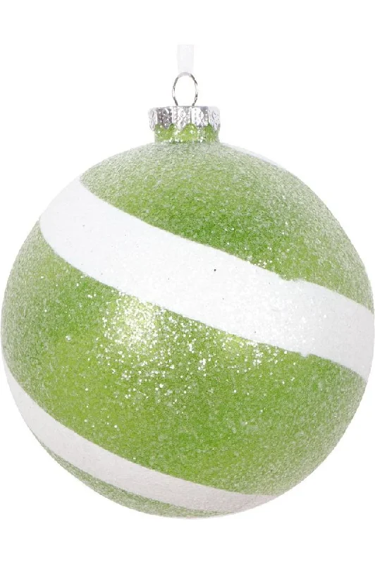 Christmas Magic Lime and White Sugar Glitter Ball Ornaments (Set of 3)