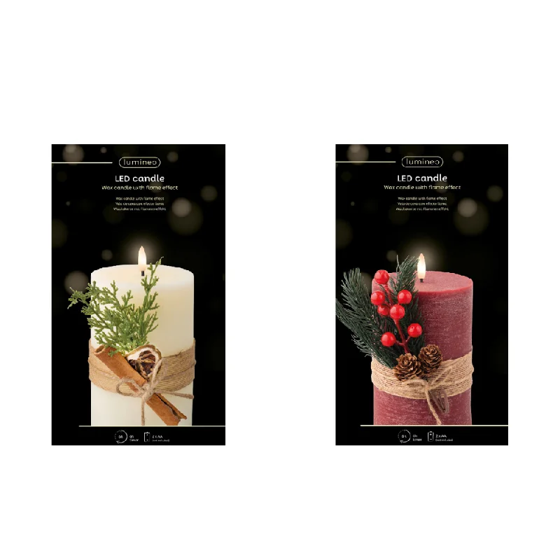 Christmas Market Lumineo LED Christmas Candle With Leaf Decoration