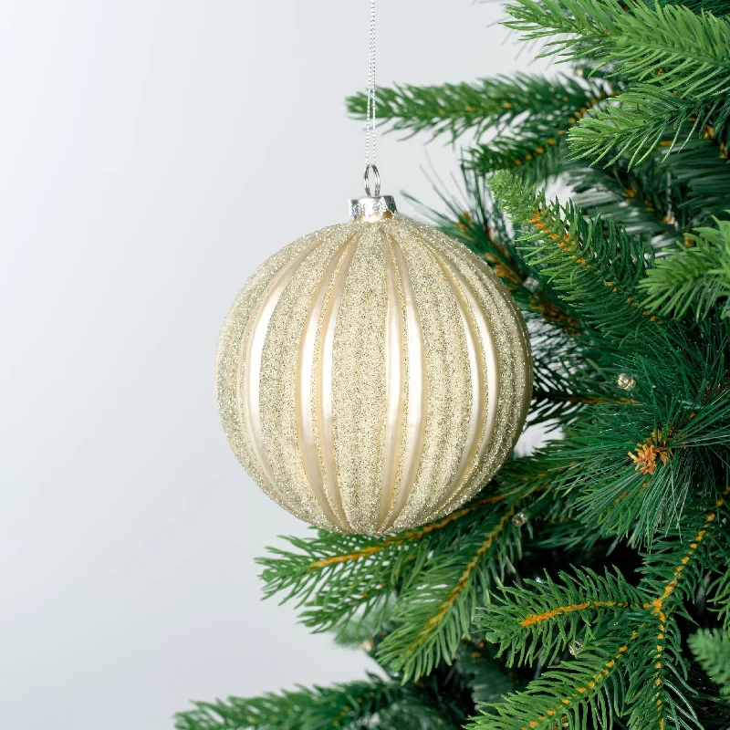 Christmas Stockings Matte Ribbed Champagne Ball Ornament with Glitter