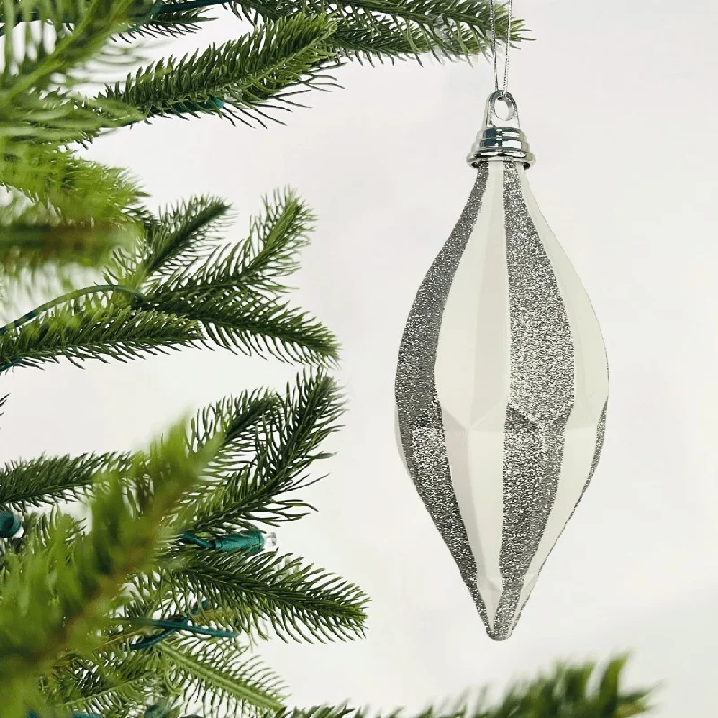 Christmas Joy Matte White & Silver Finial Ornament