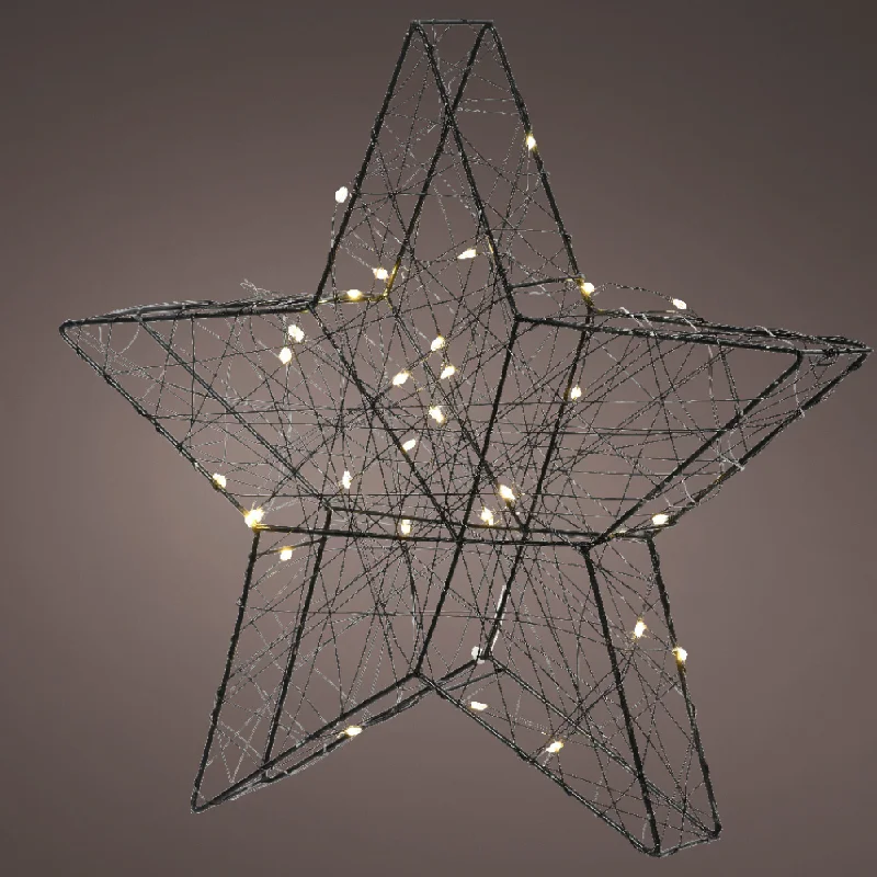 Christmas Nostalgic Festive Times Lumineo Micro LED Star Warm White - Black Frame