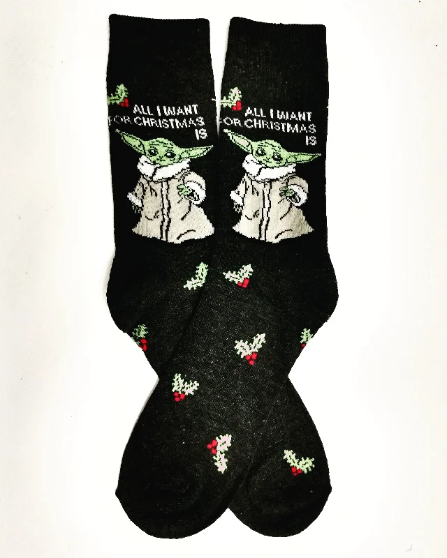 Christmas Enchanted Night Sky Christmas Yoda Crew Socks