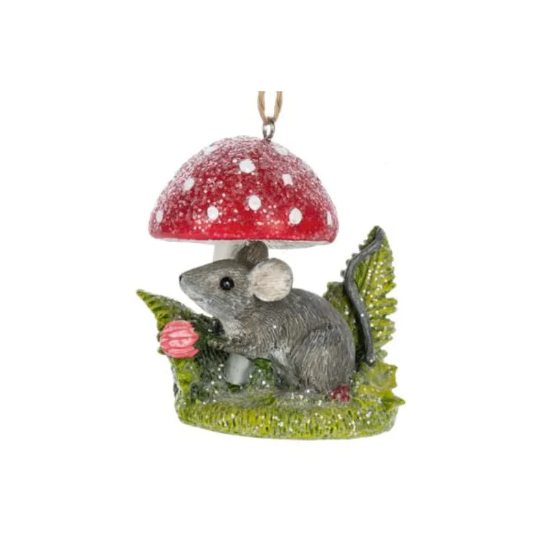 Christmas Gift Packing Station Mouse with Mushroom Ornament
