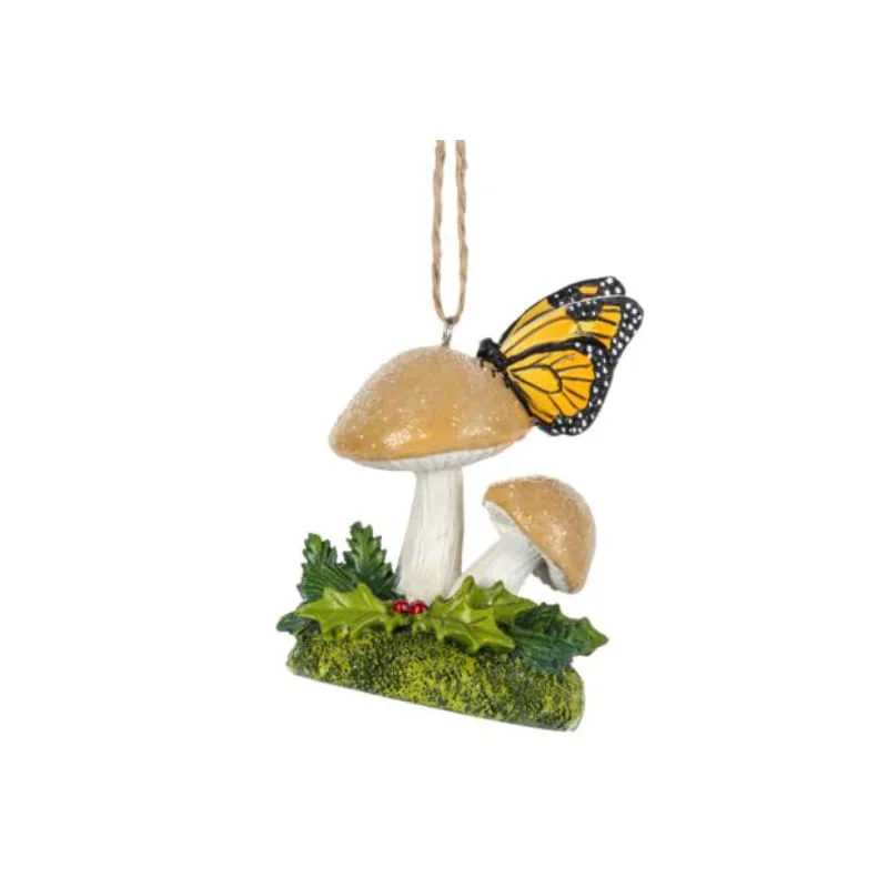 Christmas Magical Holiday Atmosphere Mushroom with Butterfly Ornament