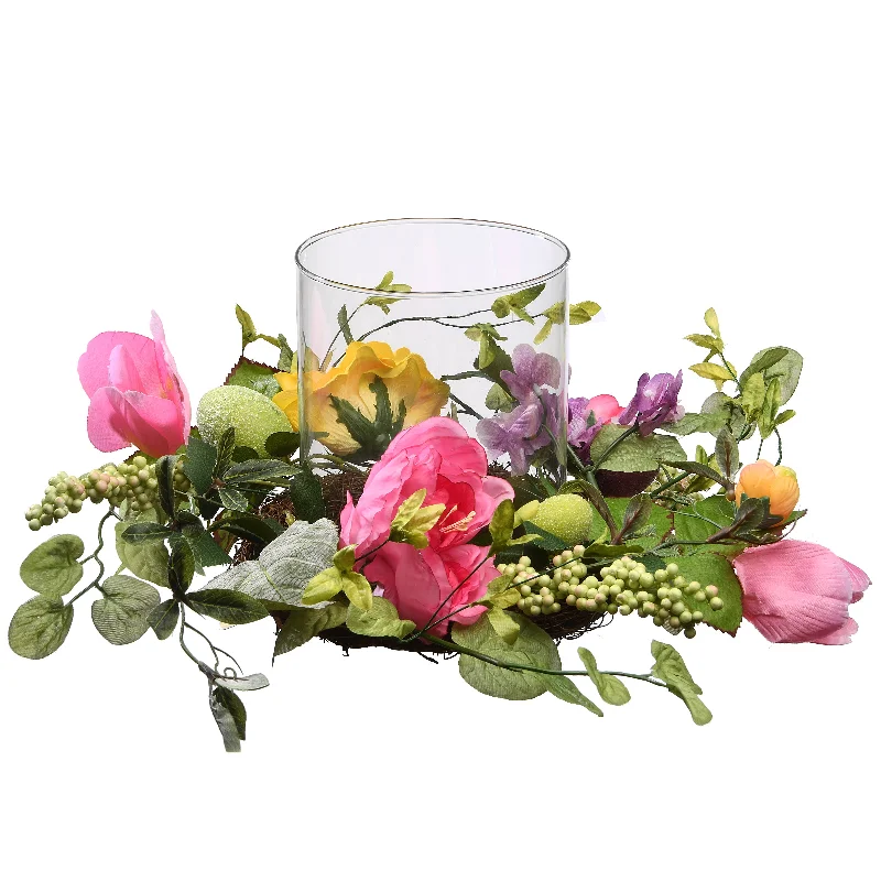 Christmas Icy Wonderland Artificial Spring Candleholder, Decorated with Flower Blooms, Pastel Eggs, Berry Clusters, Easter Collection, 16 Inches Christmas Icy Wonderland Artificial Spring Candleholder, Decorated with Flower Blooms, Pastel Eggs, Berry Clusters, Easter Collection, 16 Inches