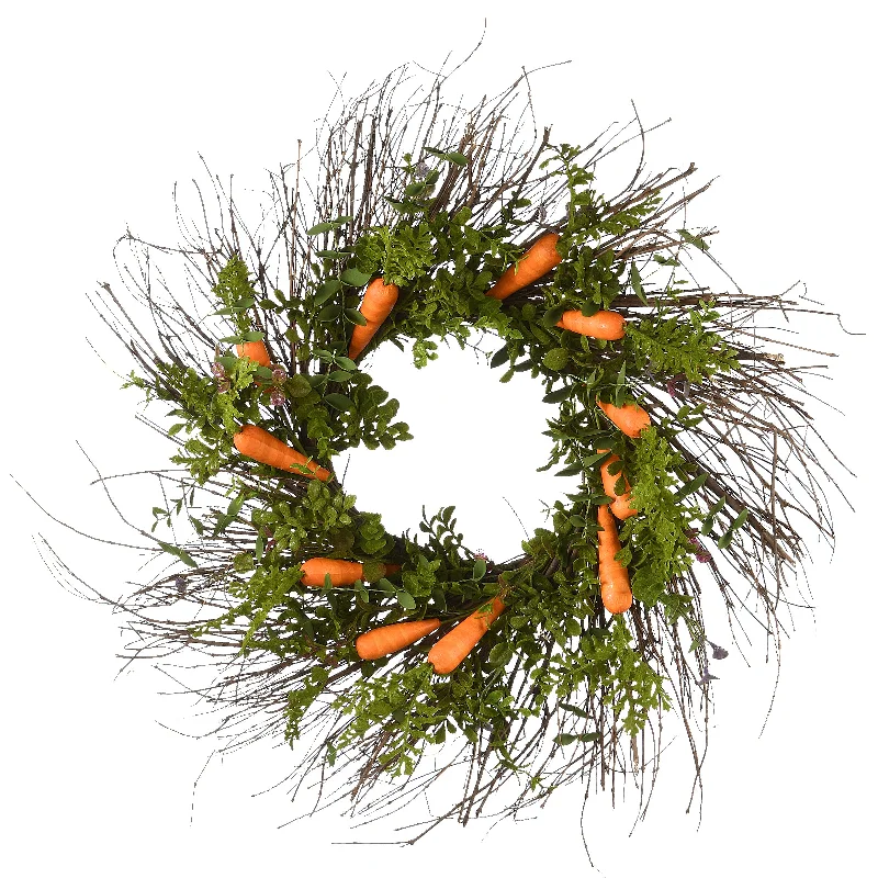 Christmas Dreamy Snowfall Carrots Artificial Wreath Decoration, Green, Easter Collection, 24 Inches Christmas Dreamy Snowfall Carrots Artificial Wreath Decoration, Green, Easter Collection, 24 Inches