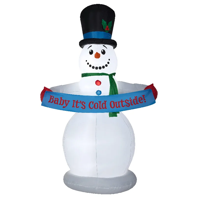 Christmas Gingerbread 8 ft. Inflatable Snowman with Sign with LED Lights