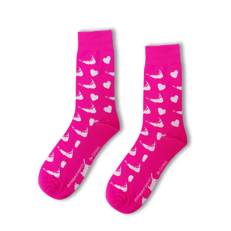 Christmas Fireside Hot Drinks Neon Pink Nantucket Hearts Socks