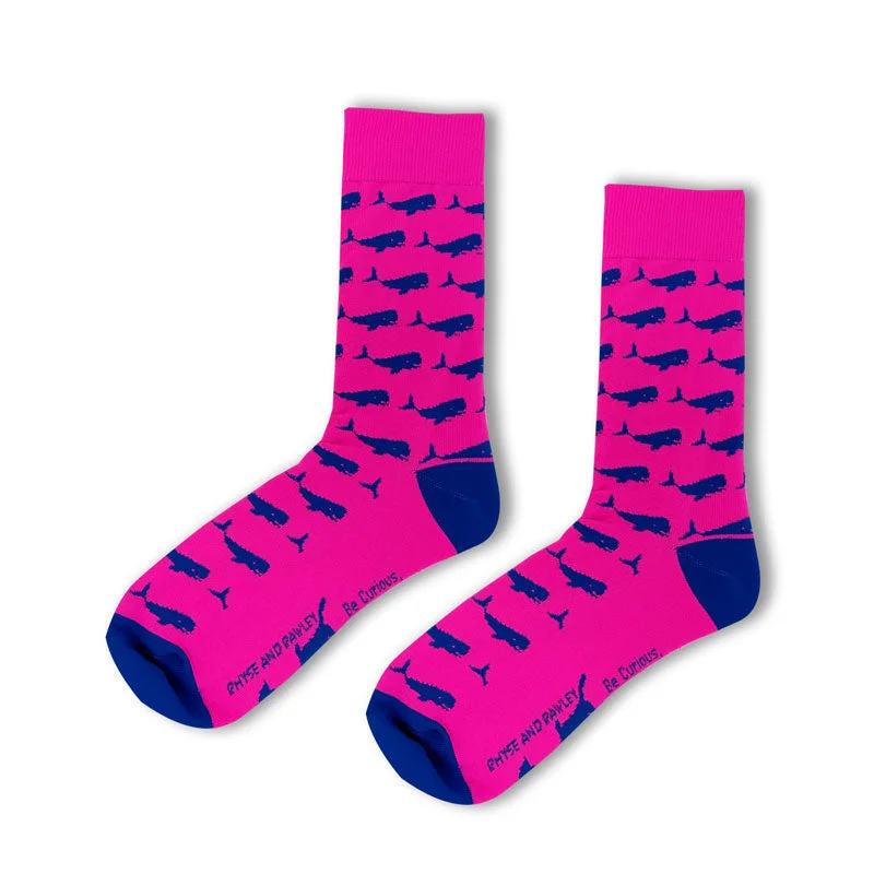 Christmas Snow Globe Decorations Whale Socks in Neon Pink