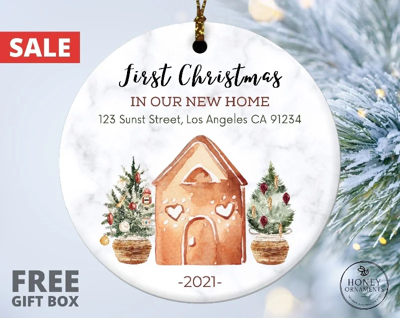 Christmas Wishes New Home Ornament, Personalized First Christmas in Our New Home Ornaments, Christmas Gift, First House 1st Apartment Condo House Ornament