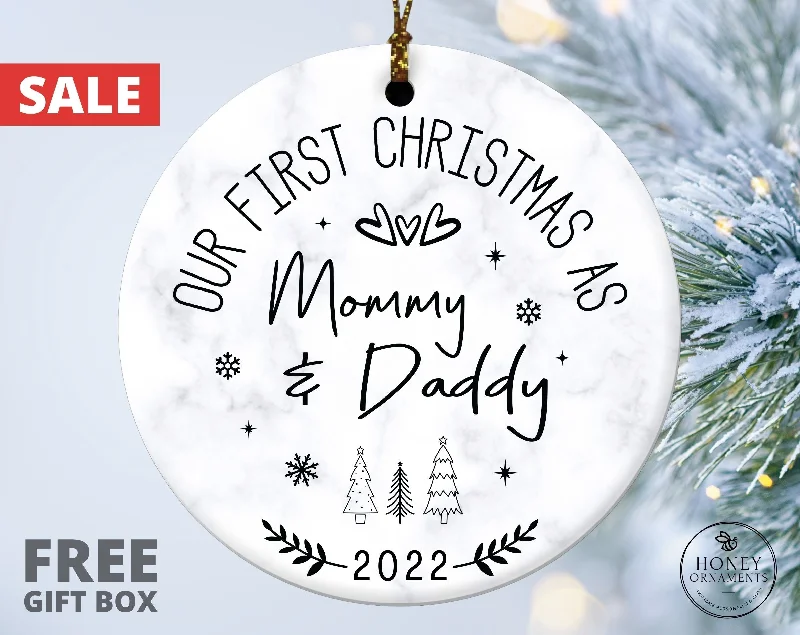 Christmas Icy Wonderland New Parents Ornament, New Parents Expecting Parents Gift, Baby Announcement, Our First Christmas as Mommy and Daddy, New Parents Gift