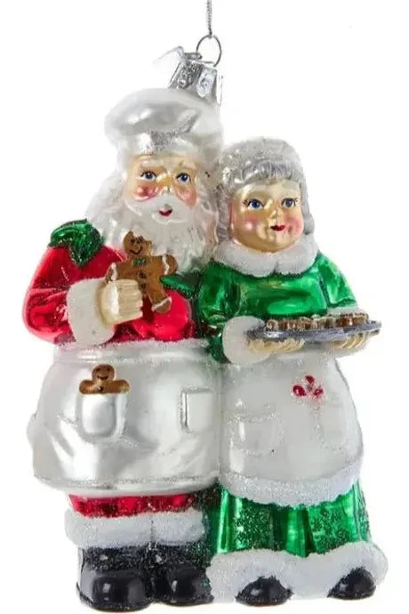 Christmas Joy Noble Gems™ Glass Mr. & Mrs. Santa With Cookies Ornament