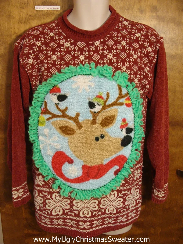 Nordic Sweater with Fluffy Reindeer