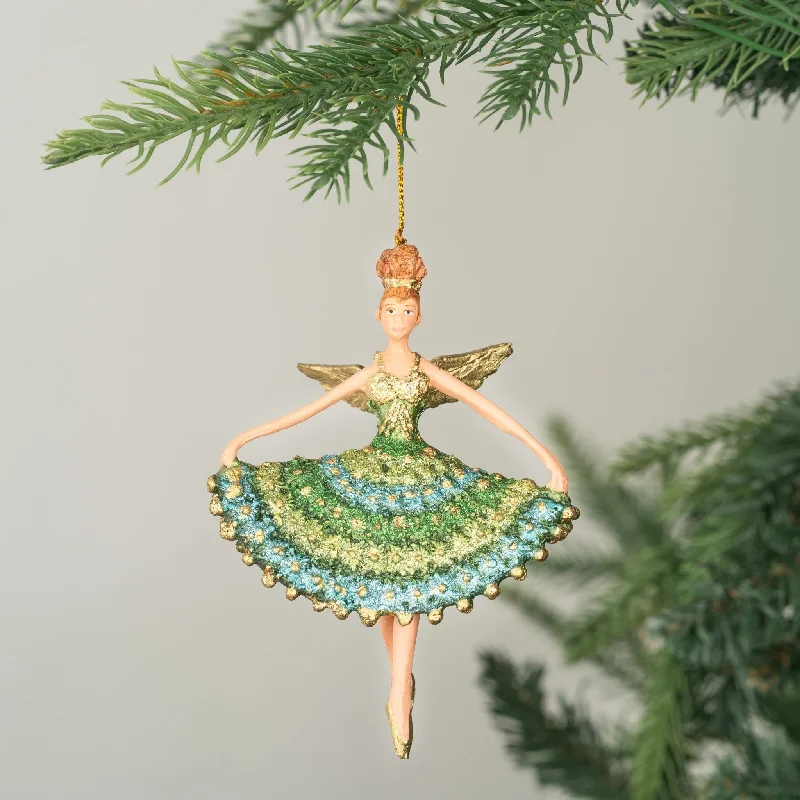 Christmas Storytelling Around Fire Ocean Ballerina Fairy with Wings Ornament