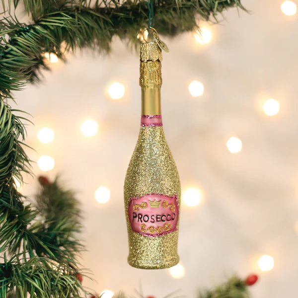 Christmas Fireplace Mantel Old World Christmas - Ornament - Prosecco Bottle