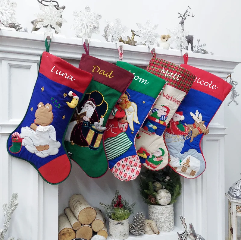 Christmas Gift Packing Station Old World Christmas Stockings | Handmade Grandma Style Xmas Decor Santa Angel Sleigh Vintage Advent Kids Interactive Decoration Christmas Gift Packing Station Old World Christmas Stockings | Handmade Grandma Style Xmas Decor Santa Angel Sleigh Vintage Advent Kids Interactive Decoration