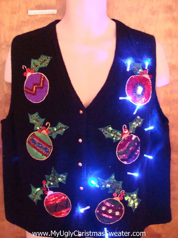 Holiday Lights Ornament 6pack Light Up Ugly Xmas Sweater Vest