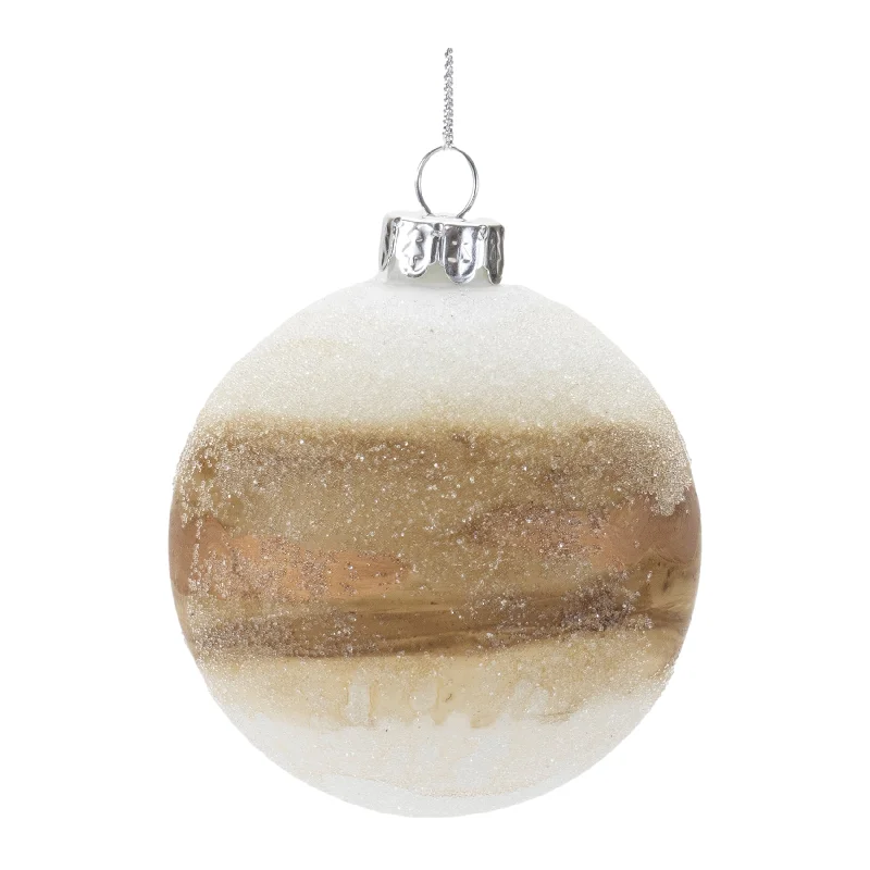 Christmas Festive Festivities Ornament - Brown Swirl Ball - Glass