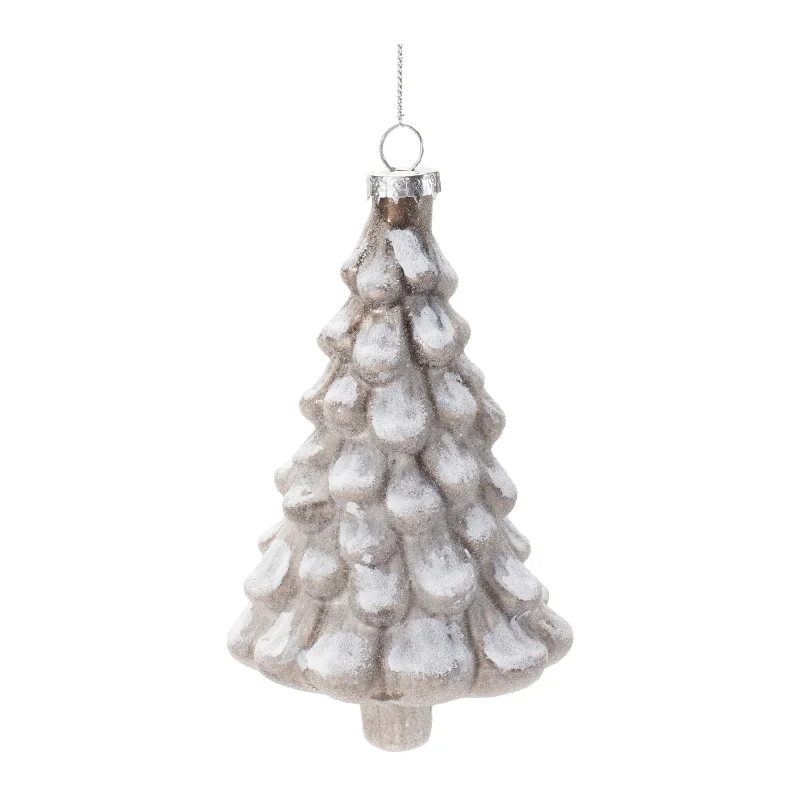 Christmas Cozy Indoor Nights Ornament - Christmas Tree with Snow - Glass