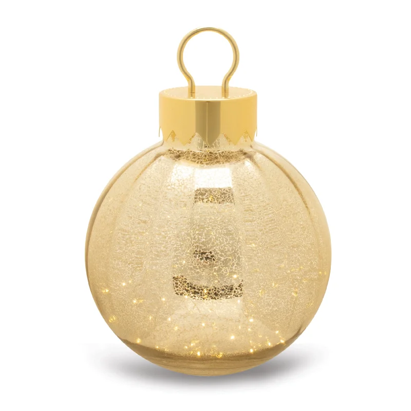 Christmas Fireside Hot Drinks Ornament - Glass LED Ball  13 H