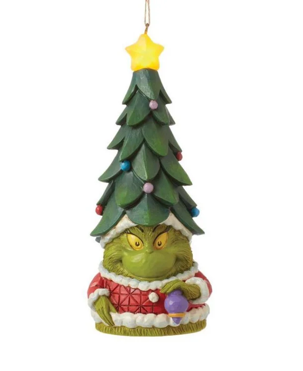 Christmas Snowy Mountains Ornament - Grinch Gnome with Tree Hat