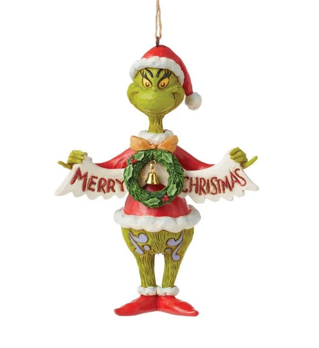 Christmas Dreamy Festive Vibes Ornament - Grinch Holding Banner
