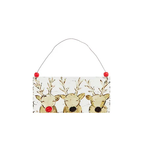 Christmas Day Ornament - Reindeer Friends Wooden Plaque