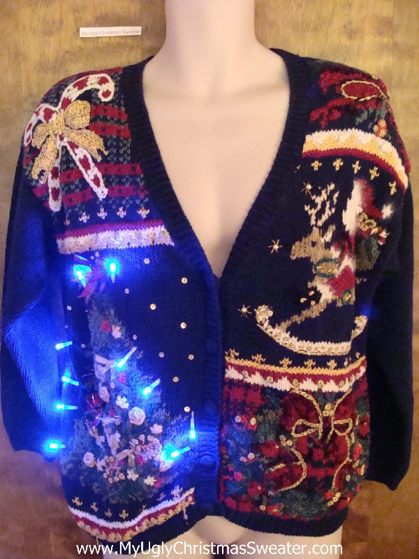 Christmas Wrapping Ornate 80s Horrible Light Up Ugly Xmas Sweater