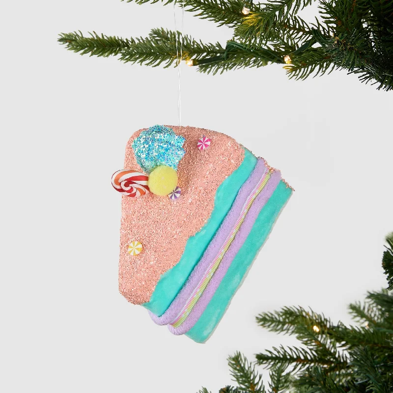 Christmas Wrapped With Love Pastel Cake Slice Ornament