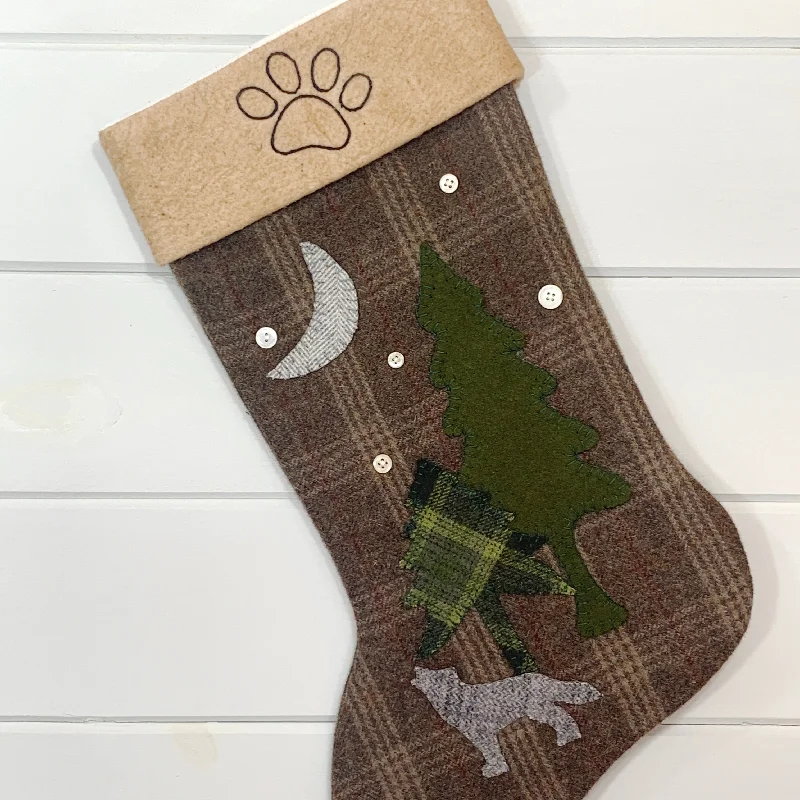 Paw Print Woodland Christmas Stocking