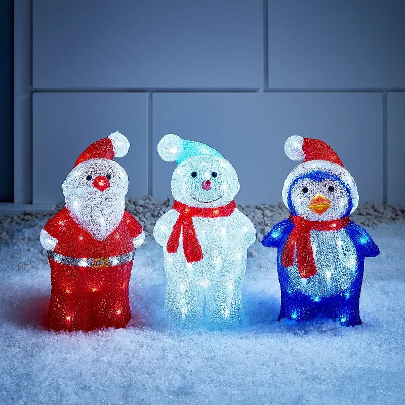 Holiday Season Penguin, Snowman & Santa Outdoor Christmas Figures