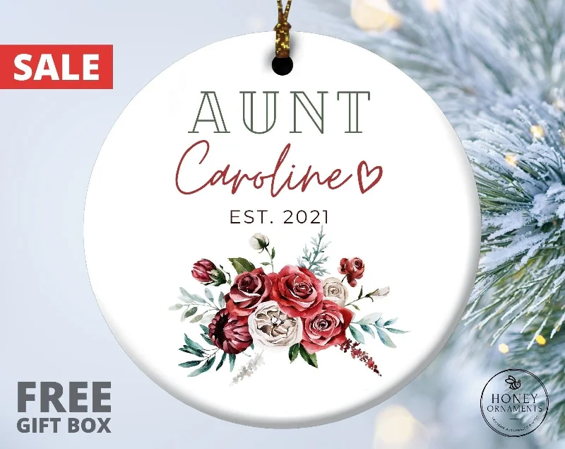 Christmas Winter Forest Walks Personalized Aunt Ornament, New Aunt Gift, Pregnancy Announcement, Future Aunt Gifts, New Baby Announcement, Custom Christmas Ornaments
