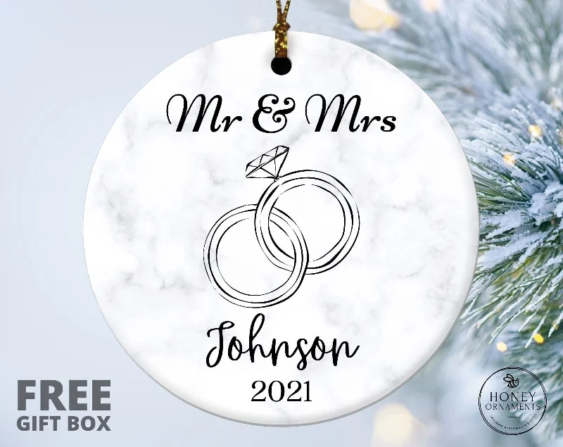 Christmas Snowflake Magic Personalized Our First Christmas Married as Mr and Mrs Ornament, Newly Married Wedding Ornament, Wedding Keepsake Gift, Newly Married Gift