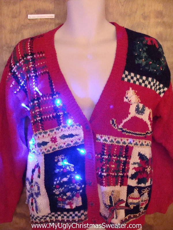 Christmas Wonderland Plaid Tacky Funny Light Up Ugly Xmas Sweater