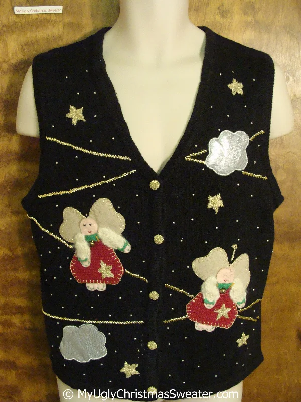 Christmas Festive Snowmen Plump Flying Angels Ugly Christmas Sweater Vest