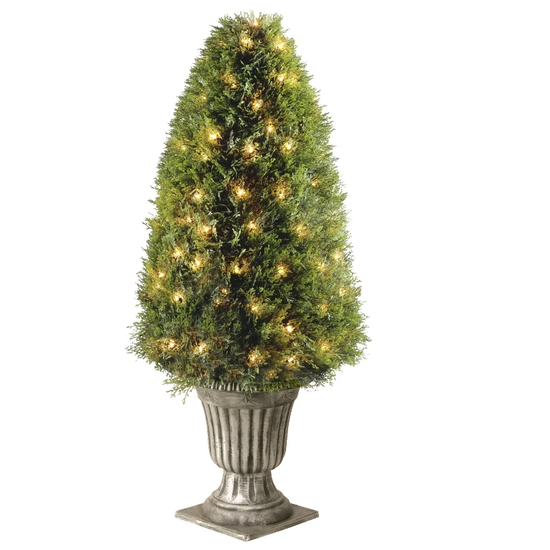 Christmas Holiday Street Decorations Pre-Lit 48" Artificial Upright Juniper