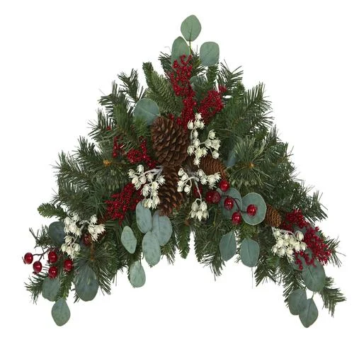Christmas Dreamy Festive Vibes 28" Eucalyptus and Pine Artificial Swag with Berries and Pine Cones Christmas Dreamy Festive Vibes 28" Eucalyptus and Pine Artificial Swag with Berries and Pine Cones