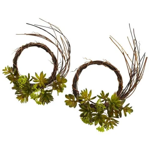 Christmas Snowfall Mixed Succulent Wreath (Set of 2)