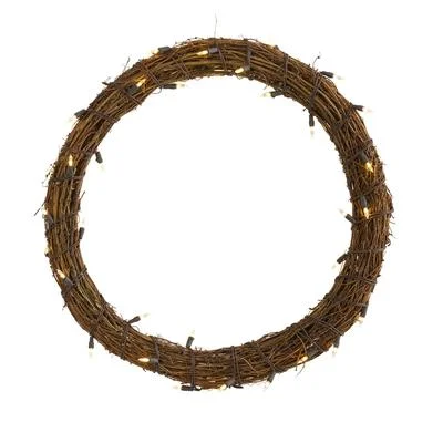 Christmas Presents 22" Vine Wreath with 50 Warm White LED Lights