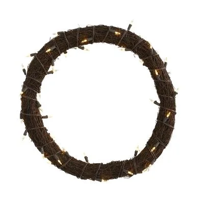 Christmas Snowflakes 20" Vine Wreath with 50 White Warm LED Lights