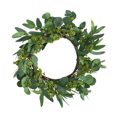 Christmas Mistletoe 22" Eucalyptus and Berry Artificial Wreath