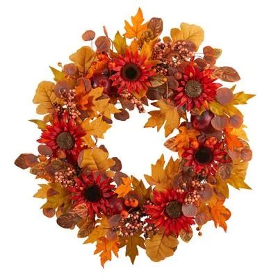 Christmas Songs 30" Fall Acorn, Sunflower, Berries and Autumn Foliage Artificial Wreath Christmas Songs 30" Fall Acorn, Sunflower, Berries and Autumn Foliage Artificial Wreath