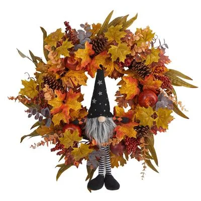 28" Harvest Fall Gmone Artificial Autumn Wreath