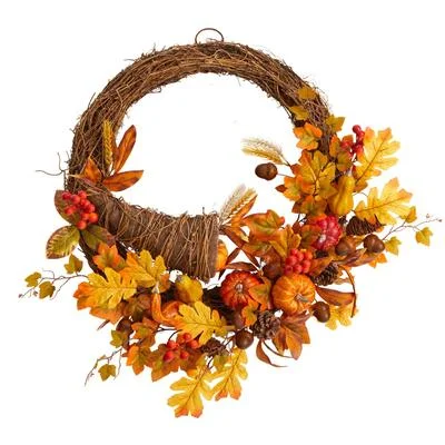 26" Autumn Artificial Cornucopia Fall Wreath