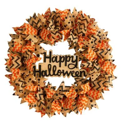 30" Halloween Burlap Ribbon Wreath