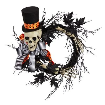 26" Halloween Dapper Skeleton Wreath