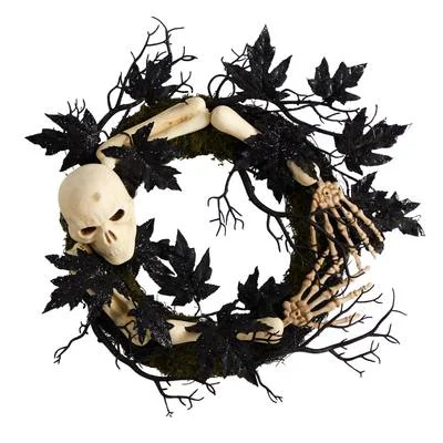 24" Halloween Skull and Bones Wreath