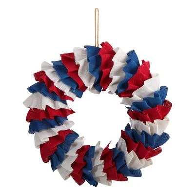 18" Red White and Blue “Americana" Burlap Wreath